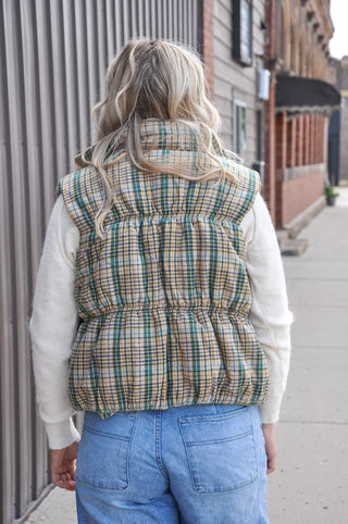 Plaid Pattern Quilted Vest