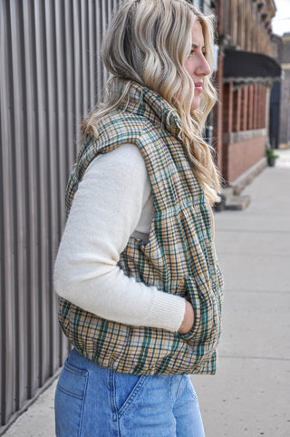Plaid Pattern Quilted Vest