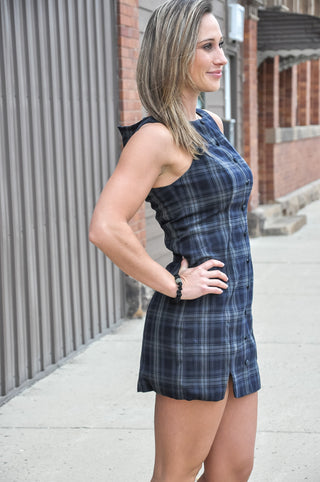 Plaid Prep Button Mini Dress