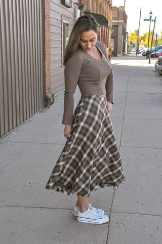 Plaid Prep Midi Day Skirt