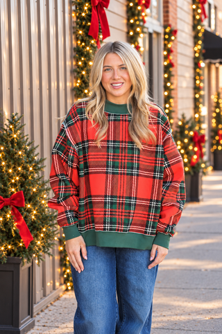 Plaid Tidings Reversible Mockneck