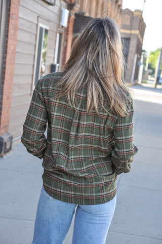Plaid & Corduroy Contrast Button-Up Shacket