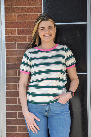 Playful Cotton Striped Top