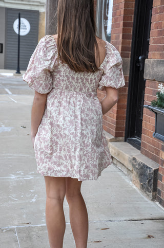 Pleated Bubble Sleeve Mini Baby Doll Dress