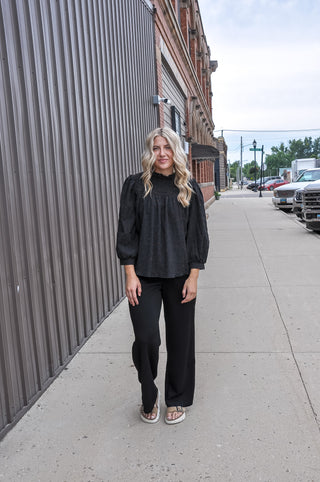 Pleated Elastic Back Waist Pants
