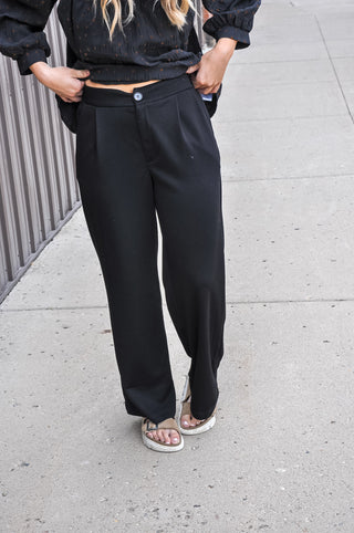 Pleated Elastic Back Waist Pants