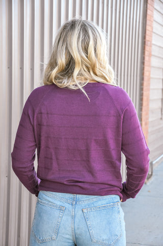 Texture Striped Half Button Sweater