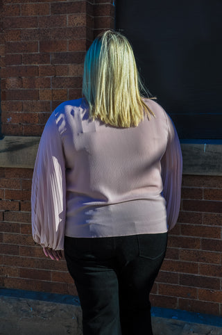 Plus Pleated Long Sleeve Curvy Top