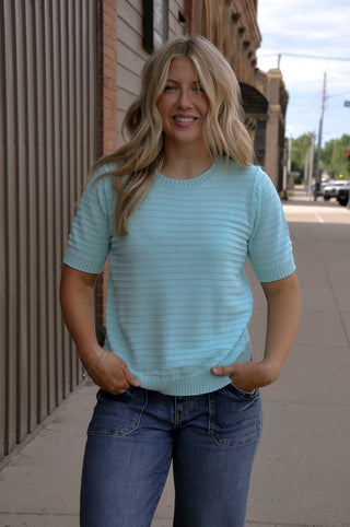 Pointelle Texture Striped Sweater
