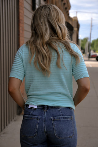 Pointelle Texture Striped Sweater