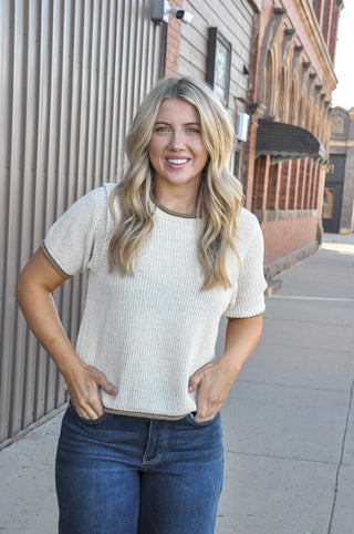 Poised Puff Rib Knit Sweater