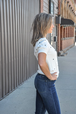 Polka Dot Embroidered Sweater