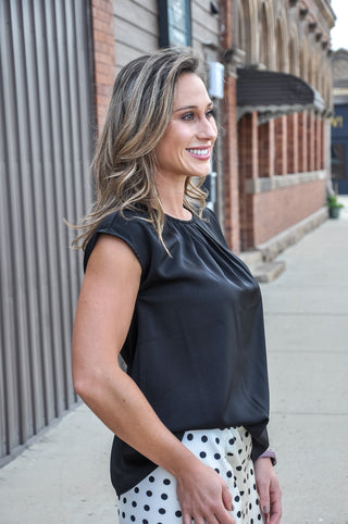 Classy Satin Pleated Neck Blouse