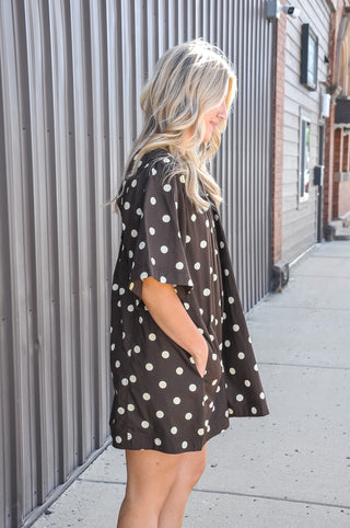 Polka Dot Bell Sleeve Mini Dress