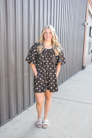 Polka Dot Bell Sleeve Mini Dress