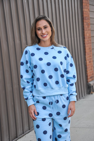 Polka Dot Crew Neck Sweatshirt