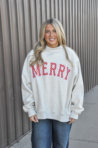 Polka Dot Embroidered Merry Mock Neck