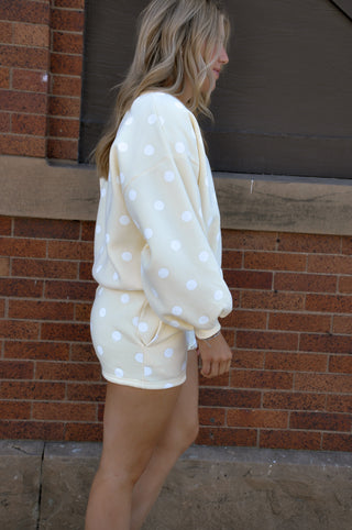 Polka Dot Fleece Shorts and Sweatshirt Set