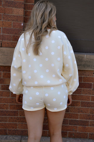 Polka Dot Fleece Shorts and Sweatshirt Set
