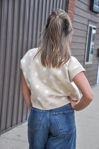 Polka Dot Knit Sleeveless Top, view 3