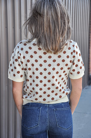 Polka Dot Knit Sweater Cardigan