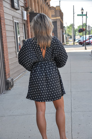 Polka Dot Lslv Dolman Dress