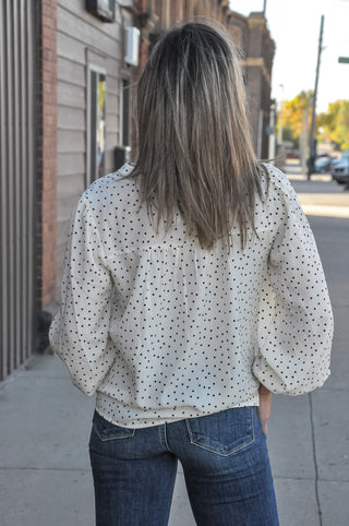 Polka Dot Stand Collar Shirt