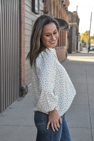 Polka Dot Stand Collar Shirt