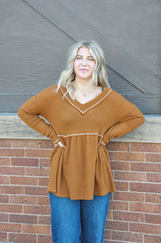 Popcorn Peplum V-Neck Top