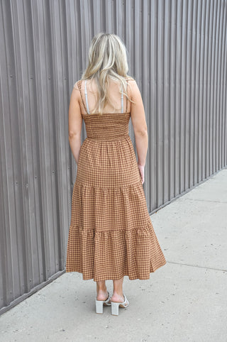 Prairie Poem Plaid Midi Dress