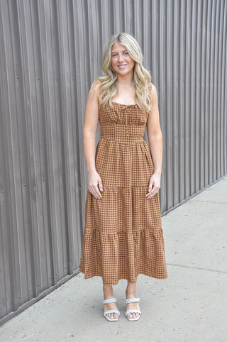 Prairie Poem Plaid Midi Dress