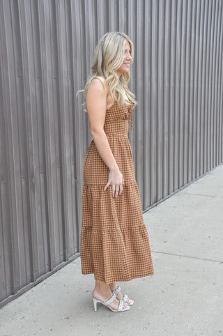 Prairie Poem Plaid Midi Dress