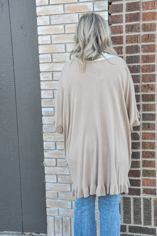 Premium Ruffle Hem Loose Cardigan