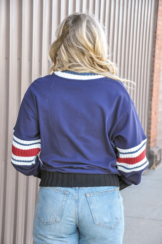 Preppy Contrast Rib Sweatshirt