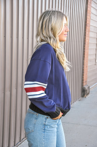 Preppy Contrast Rib Sweatshirt