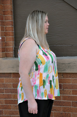 Pretty Printed Curvy Layering Tank