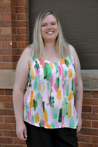 Pretty Printed Curvy Layering Tank