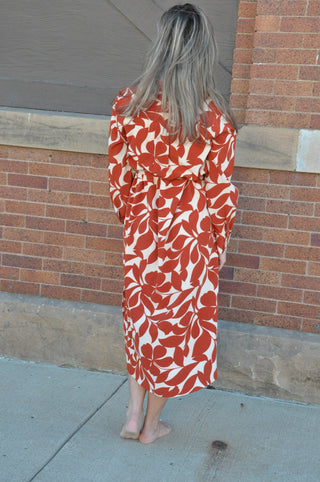 Printed Brick Beauty Belted Dress