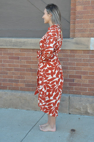 Printed Brick Beauty Belted Dress