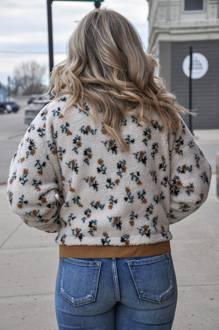 Printed Contrast Button Down Sweater