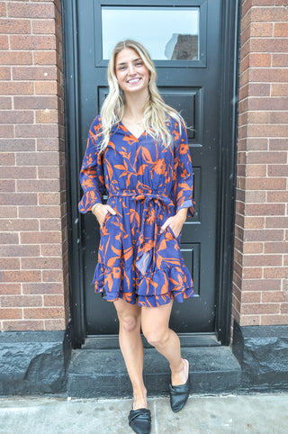 Printed Wool Peach Surplus Dress