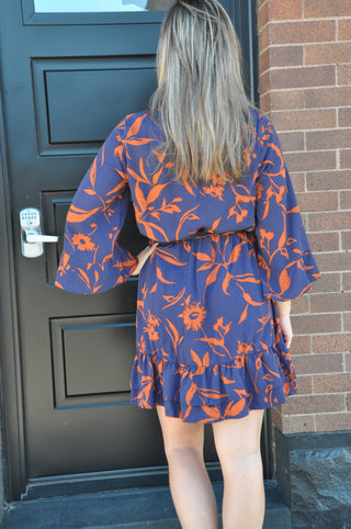 Printed Wool Peach Surplus Dress