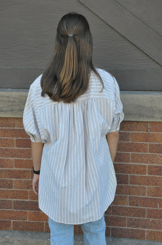 Pristine Puff Sleeve Button Down