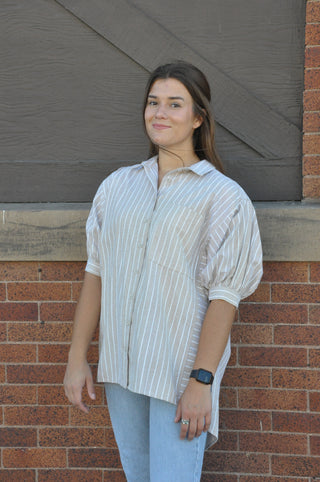 Pristine Puff Sleeve Button Down