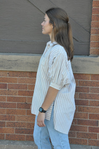 Pristine Puff Sleeve Button Down