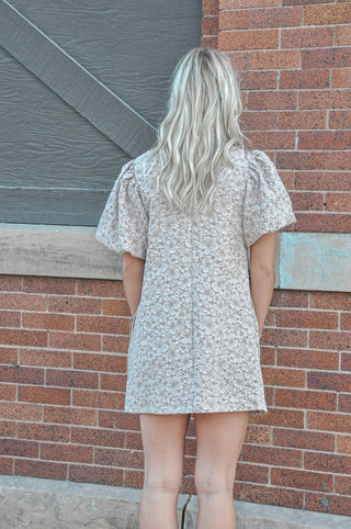 Puff Sleeve Jacquard Dress