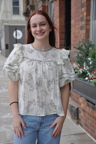 Puff Sleeve Woven Print Babydoll