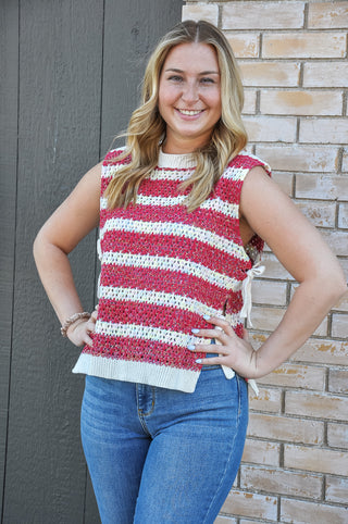 Quirky Striped Side Tie Sweater