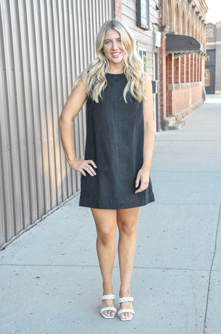 Quiet Muse Back Zip Mini Dress