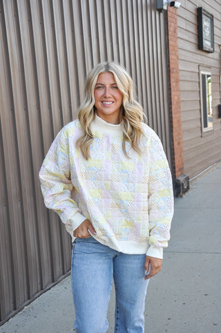 Quilted Pastel Patchwork Pullover